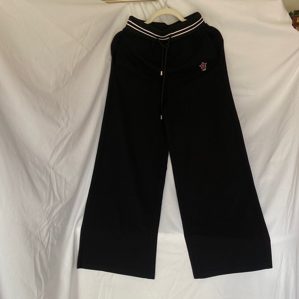 Dior Black Track Pants with Pink Star Detail
